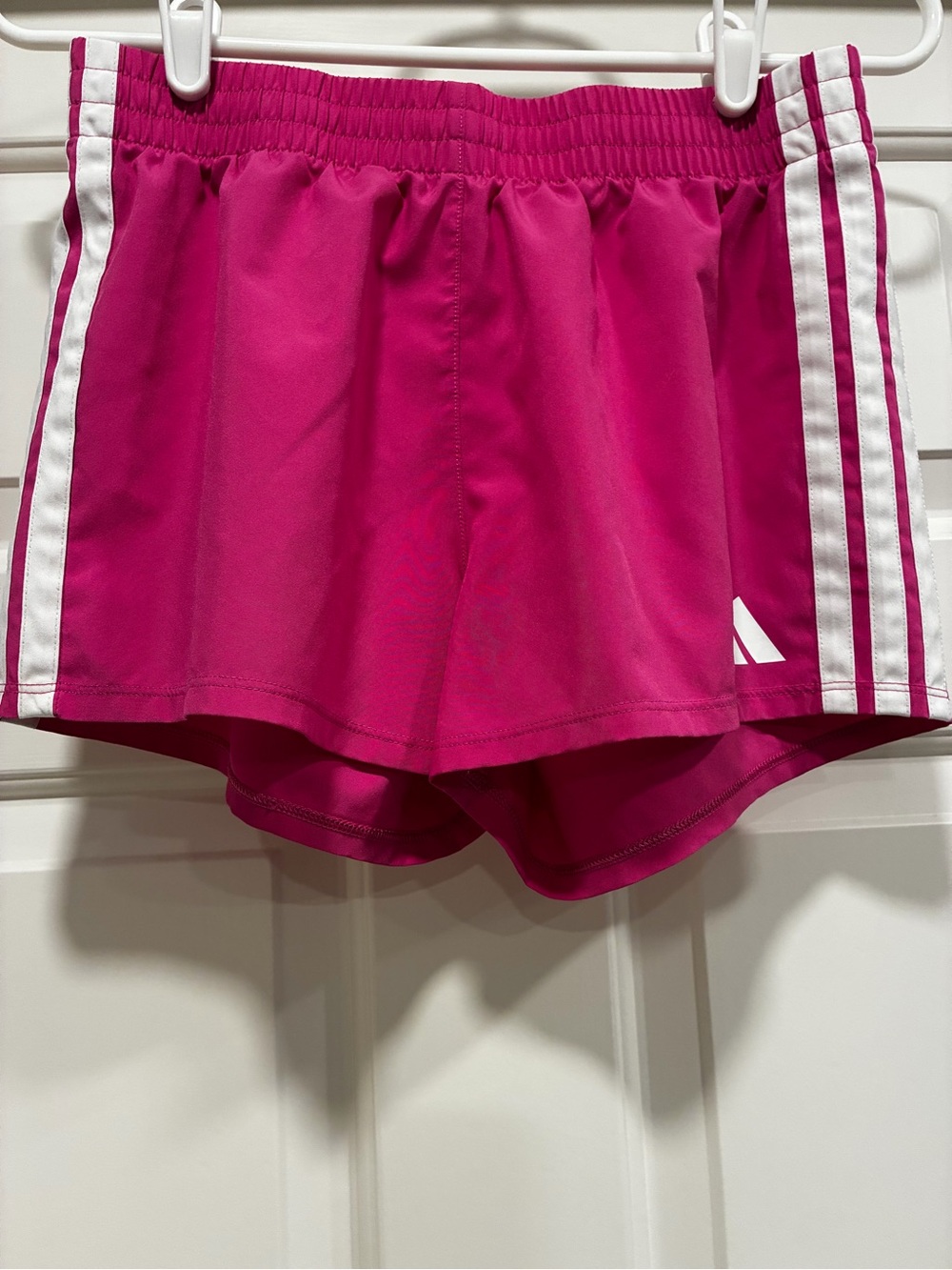 adidas Pink Elastic-Waist Athletic Shorts with Logo Tag
